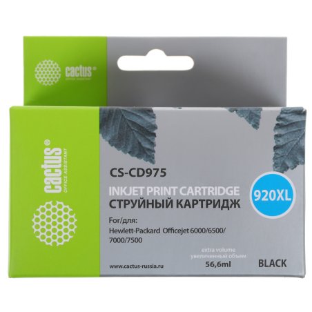 Картридж струйный Cactus CS-CD975 №920XL черный (56.6 мл.) для HP Officejet 6000/6500/7000/7500