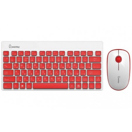Комплект клавиатура+мышь Smartbuy 220349AG беспроводной, USB, 1600 DPI, белый/красный