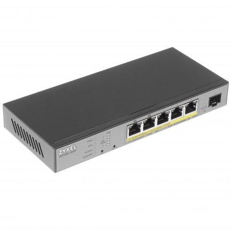 Коммутатор Zyxel GS1350-6HP, 4xGE PoE+, 1xGE PoE++ (802.3bt), 1xSFP, бюджет PoE 60 Вт, дальность передачи питания до 250 м, автоперезагрузка PoE-портов, повышенная защита от перенапряжений и электростатических р