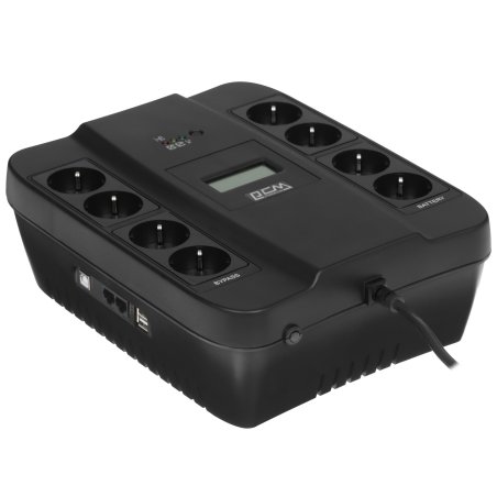 Источник бесперебойного питания Powercom SPIDER, Интерактивная, 900 ВА / 540 Вт, Tower, Schuko, LCD, Serial+USB, USB