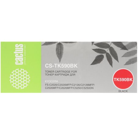 Картридж лазерный Cactus CS-TK590BK черный (7000 стр.) для FS-C2026MFP/C2126MFP/C2526MFP/C2626MFP/C5250DN