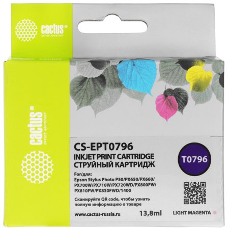 Картридж струйный Cactus CS-EPT0796 светло-пурпурный (13.8 мл) для Epson Stylus Photo 1400/1500/PX700/710