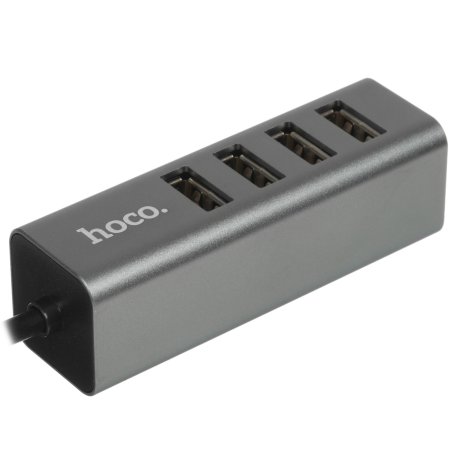 Переходник разветвитель Hoco HB1 USB - 4USB (USB 2.0 - 480 Мбит/с), 0.8 м, серый