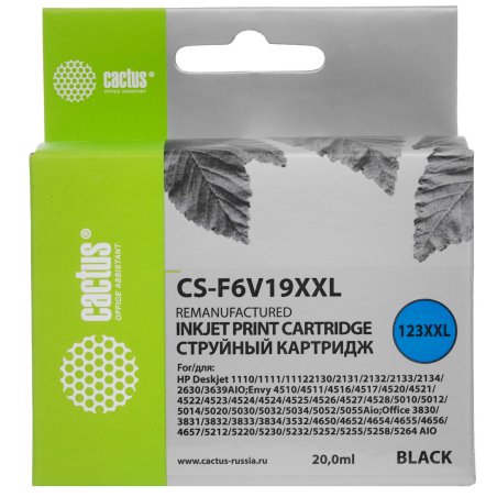 Картридж струйный Cactus CS-F6V19XXL (123 XXL) черный (1000 стр., 20 мл) для HP DeskJet 1110/1111/1112/2130
