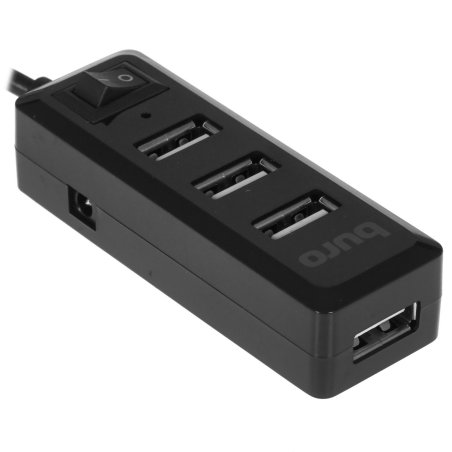 Разветвитель USB 2.0 Buro BU-HUB4-0.5L-U2.0 4порт. черный