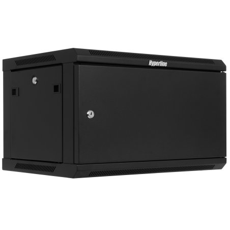 Шкаф телекоммуникационный настенный Hyperline TWB, 19", 6U, 367х600х450 мм (ВхШхГ), дверь: металл, разборный, черный