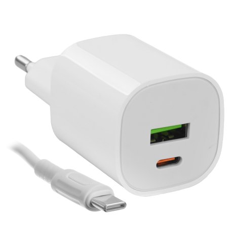 СЗУ 1USB+1Type-C 3.0A PD 20W+QC3.0 быстрая зарядка для Type-C Type-C Borofone BA104A (White)