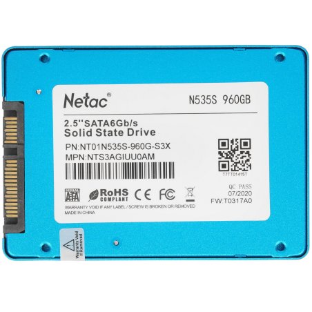Накопитель SSD Netac N535S, 960Gb, SATA3, 2.5", 560/520