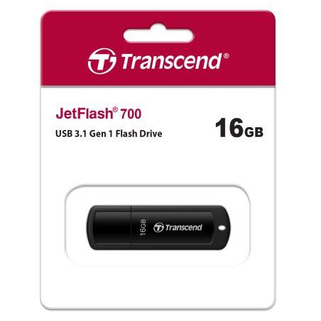 Флешка USB Transcend JetFlash 700 (TS16GJF700), 16Gb, USB 3.0, R/W 70/20, черный