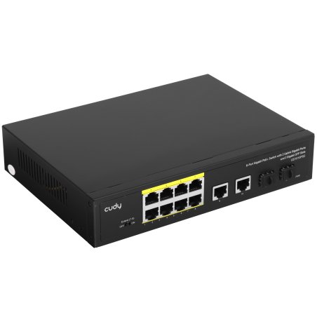 Коммутатор Cudy GS1010PS2, (L2) 10x1Gbит/с 2xКомбо(1000BASE-T/SFP) 2SFP 8PoE 120W, неуправляемый
