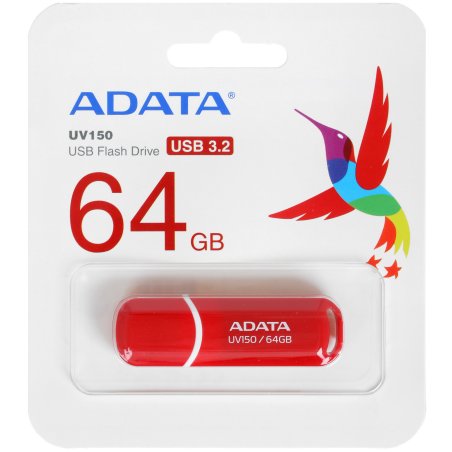 Флешка USB ADATA UV150 (AUV150-64G-RRD), 64Gb, USB 3.0, R/W 100/30, красный