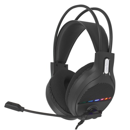 Perfeo игровая гарнитура RGF AIR черная 1,8 м, разъем 3,5 мм (4 pin) и USB (LED), переходник