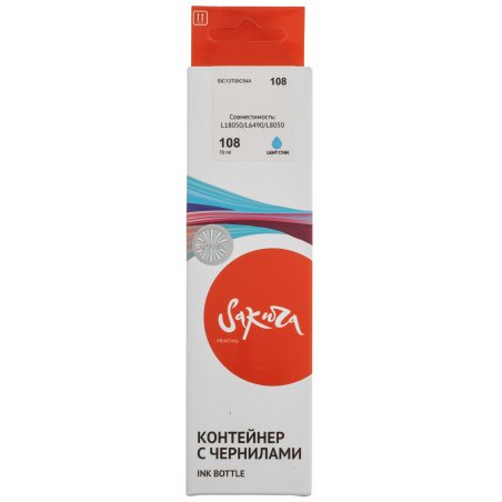 Контейнер с чернилами Sakura C13T09C54A (108 LC) для Epson, светло-голубой, 70 мл.