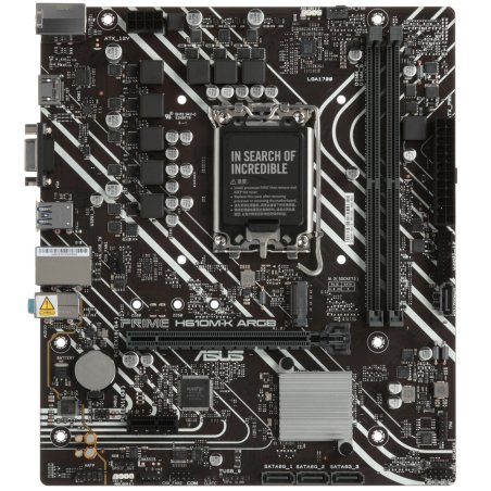Материнская плата ASUS PRIME H610M-K D4, LGA 1700, Intel H610, 2xDDR4, 4xSATA, 1xM.2, 1xPCIe 4.0 x16, 1xPCI, 1xHDMI, 1xVGA, 1x 1Gb LAN, 2xUSB-A 2.0, 2xUSB-A 3.2 Gen 1, 3x3.5 мм, 7.1, mATX