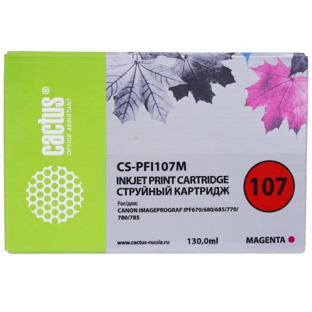 Картридж струйный Cactus CS-PFI107M пурпурный (130мл) для Canon IP iPF670/iPF680/iPF685/iPF770/iPF780/iPF785/