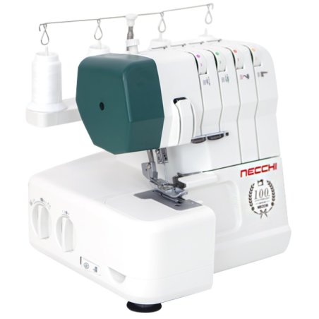 Оверлок Necchi 4537 2/3/4-х ниточный оверлок, LED подсветка, 12 видов швов, встроенный роликовый шов, встроенный дифференциал, свободный рукав, цветная система заправки, отключаемый верхний нож, металлическая станина¶Ширина шва 3 – 7мм, мах.длинна стежка 