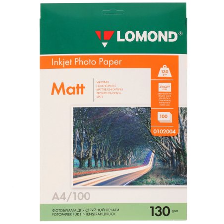 Фотобумага Lomond 0102004 A4/130г/м2/100л./белый матовое/матовое для струйной печати