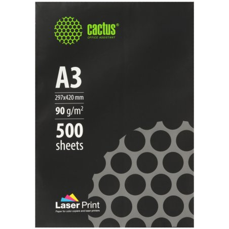 Бумага Cactus CS-LPA390500 A3/90г/м2/500л./белый для лазерной печати