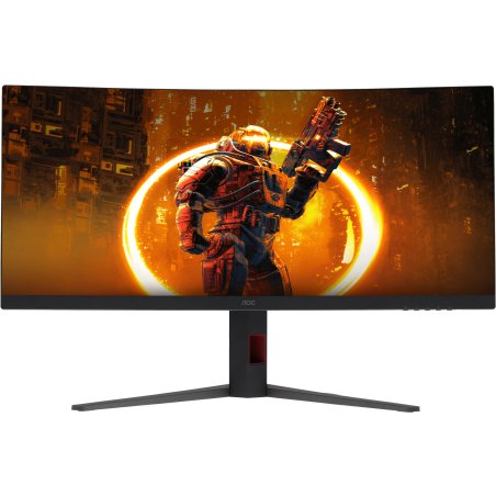 Монитор 34" AOC CU34G4 VA 3440x1440, 180 Гц, 0.5 мс, 21:9, 300 кд/м², HDMI 2.0, DP 1.4, 3.5 Jack, HDR10, FreeSync Premium, Adaptive-Sync, изогнутый экран (1500R), черный/красный