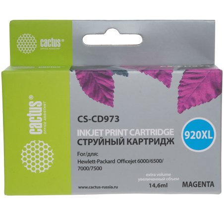 Картридж струйный Cactus CS-CD973 №920XL пурпурный (14.6 мл.) для HP Officejet 6000/6500/7000/7500