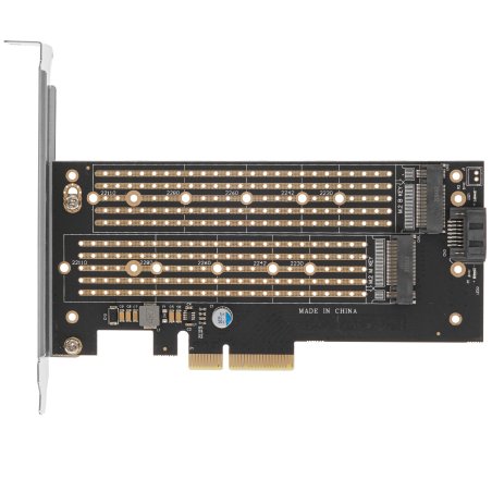 Переходник ORIENT C301E PCI-Ex4->NGFF (M.2) M-key PCI-E SSD + SATA->NGFF (M.2) B-key SSD, тип 2230/2242/2260/2280/22110, SATA кабель и 2 планки крепления в комплекте (31129)