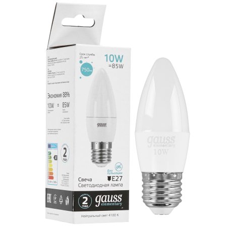 Лампа cветодиодная Elementary Свеча 10W 750lm 4100K E27 LED