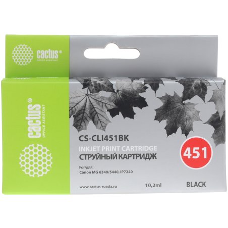 Картридж струйный Cactus CS-CLI451BK черный (10,2 мл) для Canon MG 6340/5440/IP7240