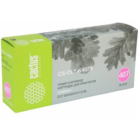 Картридж лазерный Cactus CS-CLT-K407S черный (1500 стр.) для Samsung CLP320/320n/325/CLX3185/3185n/3185fn