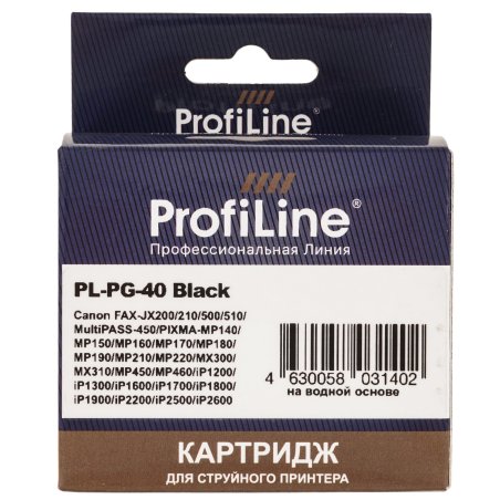 Картридж струйный ProfiLine PL-PG-40 для принтеров Canon Pixma iP1200/1600/2200, MP150/170/450 Black водн