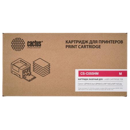 Картридж лазерный Cactus CS-C055HM пурпурный (5900стр.) для Canon LBP663Cdw/LBP664Cx/MF746Cx/MF742Cdw/MF744Cdw