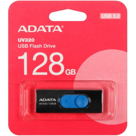 Флешка USB ADATA UV320 (AUV320-128G-RBKBL), 128Gb, USB 3.2, R/W 100/30, черный/голубой