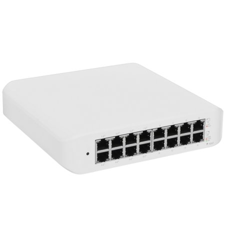 Коммутатор Wall-mountable, 16-port, Layer 2 PoE switch with a fanless cooling system.45W total PoE availability