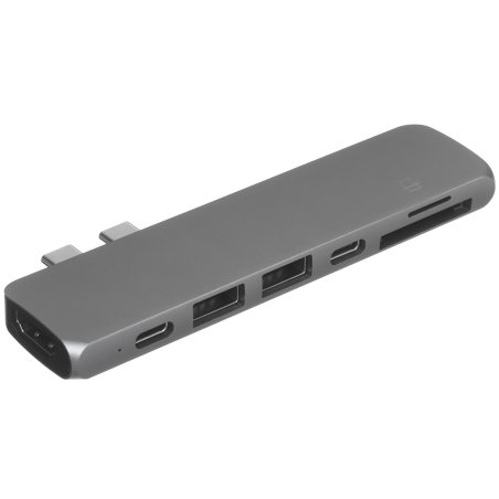 USB-хаб Satechi Aluminum Pro Hub для Macbook Pro (USB-C). Порты: HDMI, Thunderbolt 3, USB Type-C, SD, microSD, 2 x USB 3.0. серый космос.