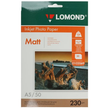 Фотобумага Lomond 0102069 A5/230г/м2/50л./белый матовое для струйной печати