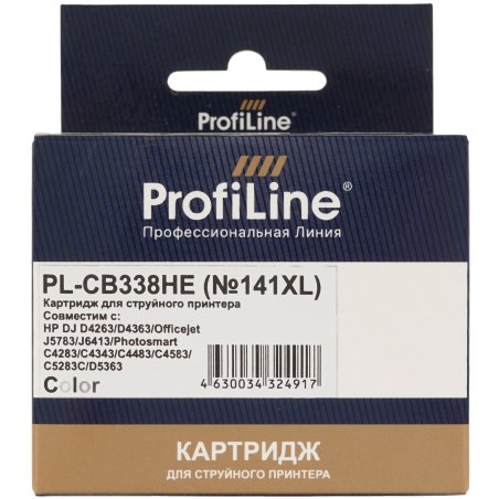 Картридж струйный ProfiLine PL-CB338HE №141XL для принтеров HP DJ D4263/D4363/Officejet J5783/J6413/Photosmart C4283/C4483/C4583/C5283C/D5363 Color водные
