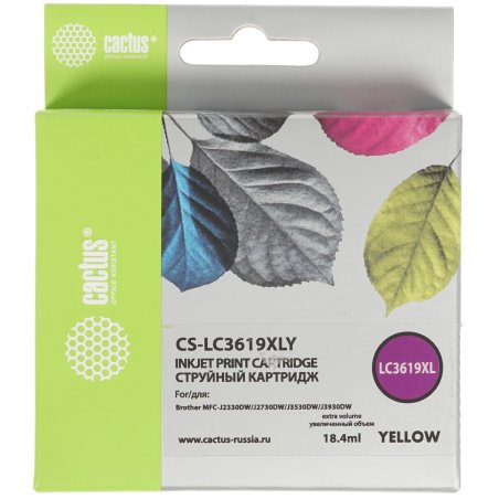 Картридж струйный Cactus CS-LC3619XLY желтый (18.4 мл) для Brother MFC-J2330DW/J2730DW/J3530DW/J3930DW