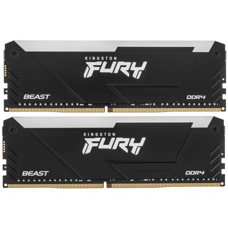 Оперативная память Kingston Fury Beast, DDR4, 32Gb (2x16Gb), 3200MHz, CL16, DIMM, с радиатором, RGb, черный