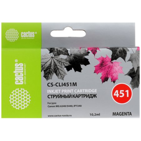 Картридж струйный Cactus CS-CLI451M пурпурный (10.2 мл) для Canon MG 6340/5440/IP7240