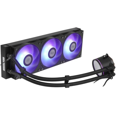 Система охлаждения PCCooler DA360 Pro ARGb Digital BK (300W, 360мм, LED temp., Black, ARGb/ Fans: 3x120мм, 75.8CFM, 33.7dBA, 2200RPM/ Pump height 57мм, 28dBA, 3000RPM, Rad thickness 27мм/ S: 1851, 1700, 1200, 20XX, 115X, AM5, AM4)