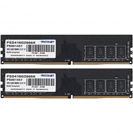 Оперативная память Patriot Signature, DDR4, 16GB (2x8 GB), 2666 MHz, CL17, DIMM