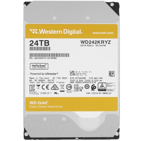 Жесткий диск Western Digital 3.5" 24Tb SATA 6Gb/s 7200RPM 512MB WD242KRYZ Gold