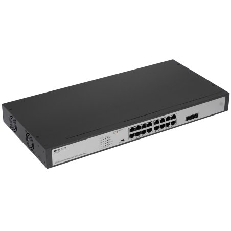 Коммутатор Unmanaged Switch 16x1000Base-T PoE, 2x1000Base-X SFP, PoE Budget 200W, Long-range PoE up to 250m, 19" w/brackets