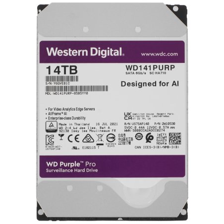 Жесткий диск WD Original SATA-III 14Tb WD141PURP Video Purple Pro (7200rpm) 512Mb 3.5"