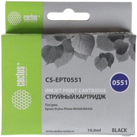 Картридж струйный Cactus CS-EPT0551 черный (10 мл) для Epson Stylus RX520/Stylus Photo R240