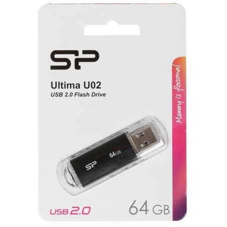Флешка USB Silicon Power R/W 64Gb Ultima U02 SP064GbUF2U02V1K USB 2.0 черный