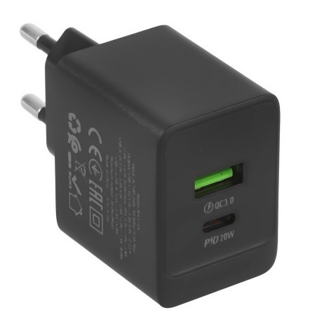 СЗУ 1USB+1Type-C 3.0A QC3.0 PD 20W быстрая зарядка Borofone BAS14A (Black)