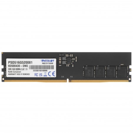 Оперативная память Patriot Signature, DDR5, 16GB (1x16 GB), 5200 MHz, CL42, DIMM