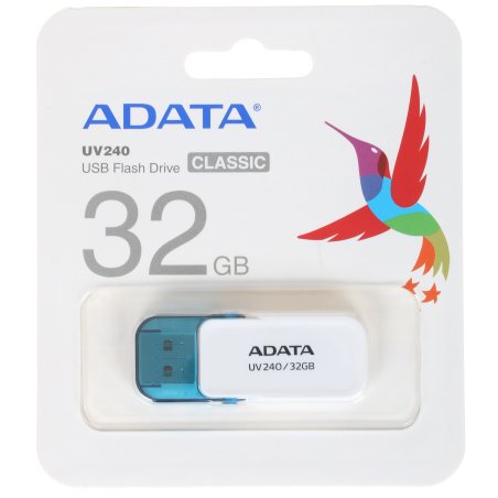 Флешка USB ADATA UV240 (AUV240-32G-RWH), 32Gb, USB 2.0, R/W 15/5, белый/синий