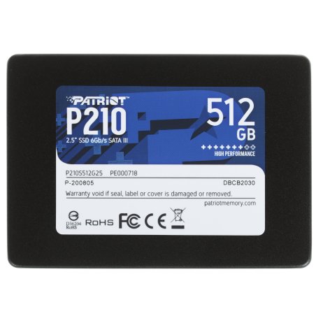 Накопитель SSD Patriot P210, 512Gb, SATA III, 2.5", R/W 520/430