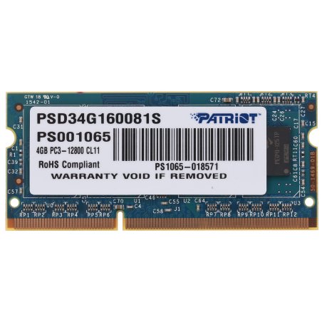 Оперативная память Patriot, DDR3, 4Gb (1x4 GB), 1600 MHz, CL11, SO-DIMM